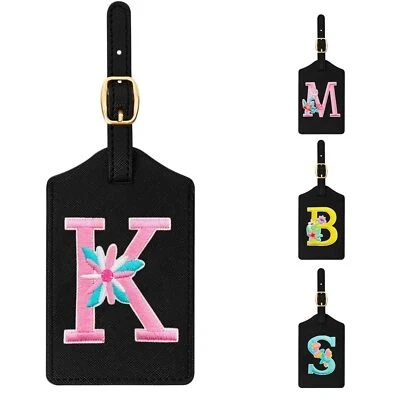 BESTEIOYO LETTER K Initial Luggage Tag for Suitcase,Cute Embroidered Letter Leather