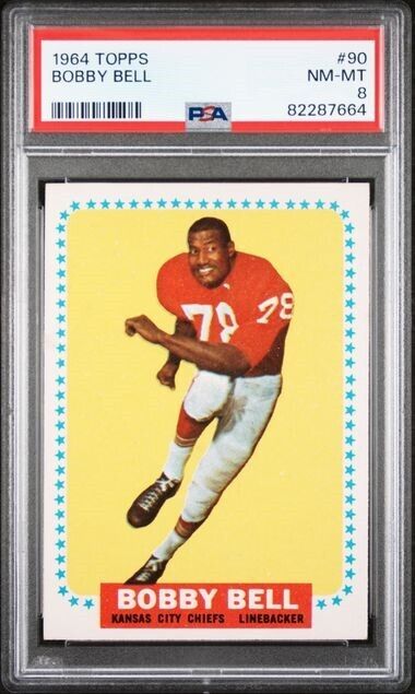 1964 TOPPS FOOTBALL CHIEFS BOBBY BELL ROOKIE RC HOF #90 PSA 8 NM-MT CENTERED