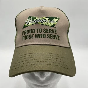 Budweiser Proud to Serve Those Who Serve Logo Camo Mesh Snapback Hat Cap - Picture 1 of 7
