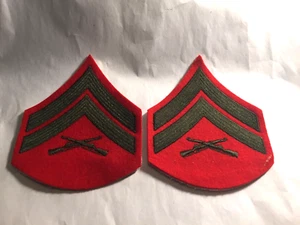 USMC Corporal Chevrons (Green on Red) Male size (2 pcs) - Picture 1 of 5