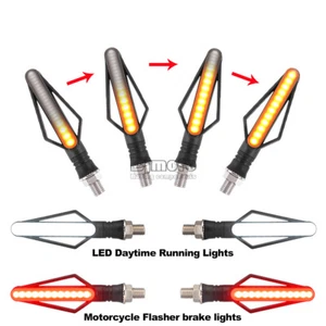 4x Motorcycle Flowing LED Turn Signal Indicator Amber White DRL Red Brake Light - Bild 1 von 11