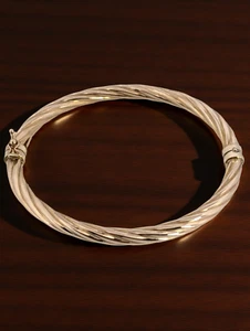 BRACCIALE ESTATE ORO GIALLO MASSICCIO 10K CERNIERA APERTO 5mm CAVO INTRECCIATO 7" #7881 - Foto 1 di 6