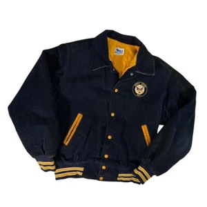 Vintage United States NAVY Corduroy Bomber Jacket on UNICORN Tag Blue Mens LARGE - Picture 1 of 14