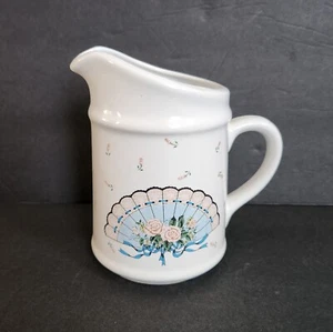 Vintage Keramik Krug Vase Retro Fächer Rosenmuster 6" - Bild 1 von 11