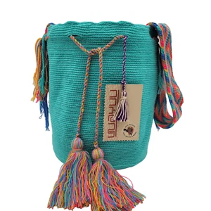 Neu mit Etikett 🇨🇴 kolumbianische große handgefertigte Wayuu Mochila Tasche einfarbig lässig Top Qualität - Bild 1 von 8