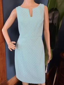 Sz 8 Pastel Teal Blue Worthington Knee Length Lined Office Core Dress Sleeveless - Picture 1 of 12