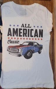 New Womens Car 4th Of July Shirt Size L 11-13 - Picture 1 of 3