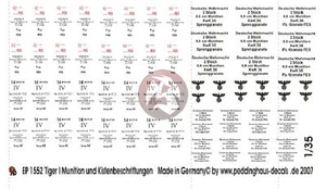 Peddinghaus 1/35 8.8cm Tiger I Tank Ammunition and Ammo Crate Markings WWII 1552 - Picture 1 of 1