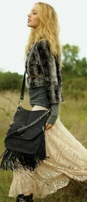 Free People Sz S & XS Faux Fur Capelet Jacket Cropped Brown Beige 3/4 Sleeve - Image 1 of 2