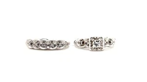 Vintage Wedding Set White Gold .22 tcw Diamonds Sz 5 - Picture 1 of 3