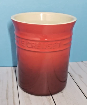 Le Creuset 6" Red Stoneware Pottery Crock Ceramic Utensil Holder Only - Image 1 of 4