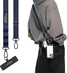 MAGEASY Universal Cell Phone Lanyard Anti-Theft Crossbody iPhone Strap with card - Zdjęcie 1 z 9
