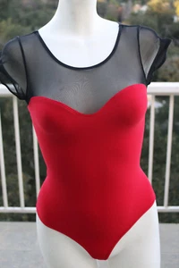 S/P BEBE Red Bodysuit Sheer One Piece Women Petite Small NWT New With Tags NWT - Picture 1 of 10
