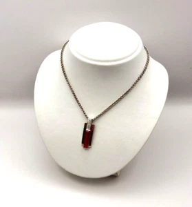 Kette mit Anhänger Echtsilber 925 Länge 48 cm Kordelkette Synt. Padparadscha - Bild 1 von 9
