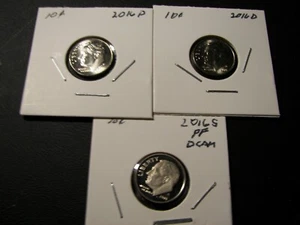 2016 PDS Roosevelt Dime PD Uncirculated & S Nice DC Proof 3 U.S. Coins - Picture 1 of 4