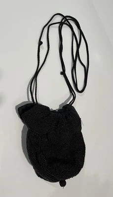 Small Black Fabric Woven Shoulder Strap Handbag. Excellent condition - Image 1 of 4