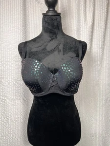 Torrid 40C Push-Up Bra Black Iridescent Leopard Print Padded Underwire Excellent - Picture 1 of 4