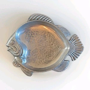 Pewter Metal Fish Dish Made in India Serving Dish - Picture 1 of 2