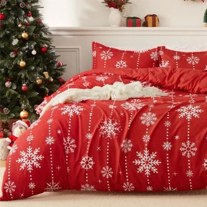 Christmas Duvet Cover Queen, Reversible Printed Comforter Cover Set Christmas... - Bild 1 von 9
