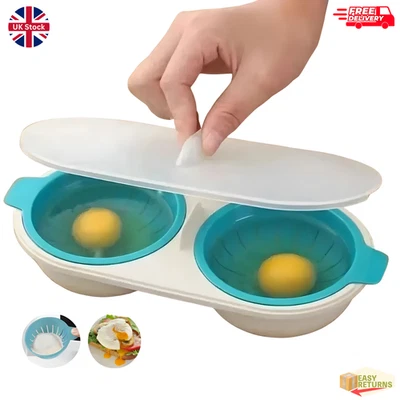 Egg Cooker Boiler Double Cup Poacher Eggs Cookware Steamer Maker Poach Microwave