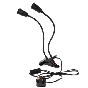 UK Plug E27 2-head Clip on Reading Light Base Desk Reading Lamp Socket Black - Picture 1 of 7