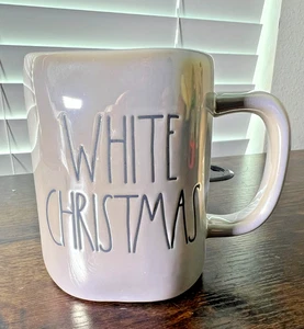 Rae Dunn WHITE CHRISTMAS Irridescent White Pearl Christmas Mug NEW RARE Collect - Picture 1 of 8