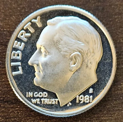 1981-S Roosevelt Dime Proof Type 1 San Francisco Mint Brilliant Proof Coin - Image 1 of 2