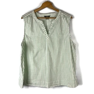 Top camicia donna Natural Reflections taglia 2XL verde a righe scollo a V senza maniche - Foto 1 di 11