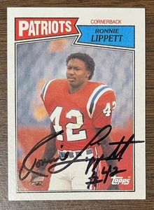 RONNIE LIPPETT AUTOGRAPHED 1987 TOPPS FOOTBALL CARD # 109 NEW ENGLAND PATRIOTS - Picture 1 of 5