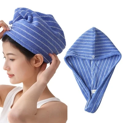Frosted Pines Striped Hair Towel Combed Cotton Luxury Hair Dry Towels - image 1 of 4