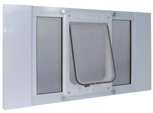 Chubby Kat Pet Door 7.5 X 10.5 Aluminum For Windows 4 Way Locking White Finish - Picture 1 of 1