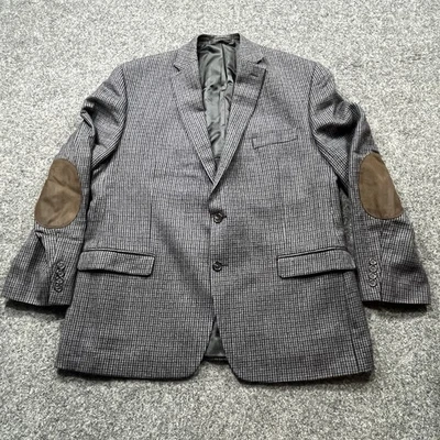 Blazer chaqueta deportiva Chaps 100 % lana tweed para hombre 40R azul gamuza parches en el codo abrigo Foto 1 de 4