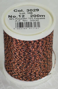Madeira Glamour 12 Metallic Embroidery Thread, 200m COPPER 3029 - Imagen 1 de 1