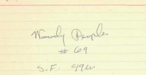 "San Francisco 49ers" Woody Peoples Hand Signed 3X5 Card COA
