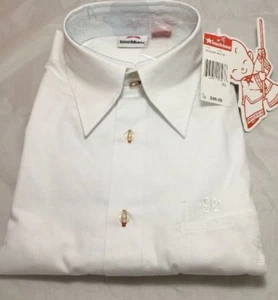 $99.00 New Touchbase Men's Dress Shirts Long Sleeves 100% Cotton White - Picture 1 of 7