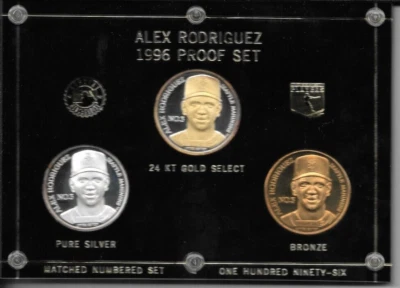 1996 ENVIROMINT RONDAS 999 PLATA 3 MONEDAS Seattle Mariners Alex Rodriguez conjunto pr Foto 1 de 2