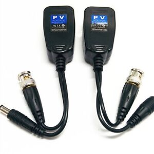 1 Pair CCTV Coax BNC Video Power Balun Transceiver to CAT5e 6 RJ45 Connector