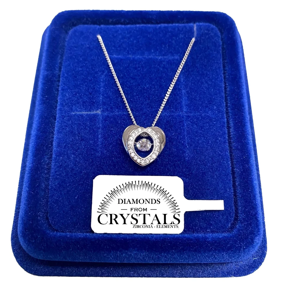 Collana Cuore Cristallo Infinito pl. oro Bianco 18k con Cristalli Zirconi - Immagine 1 di 4