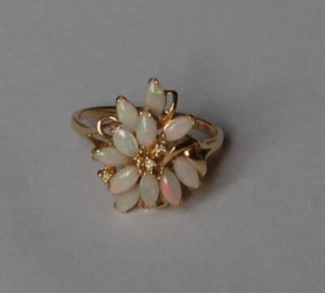 Blüte Opal Diamant Ring 585 Gold - Bild 1 von 5