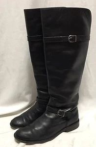 Frye Knee High Riding Boots Women's 5.5 Black Leather Equestrian Shirley Pull On - Picture 1 of 11