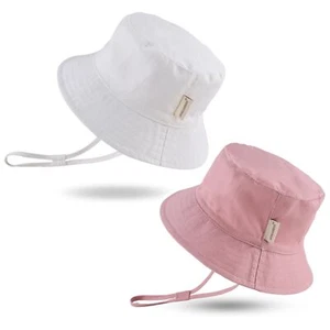 Cotton Baby Girls Sun Hat Toddler Wide Brim Bucket Beach Hat for Summer - Picture 1 of 7