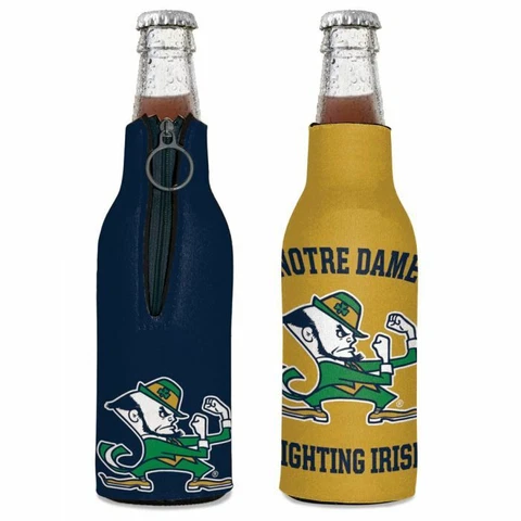 NOTRE DAME FIGHTING IRISH BOTTLE HOLDER COOZIE KOOZIE COOLER WITH ZIPPER Cover