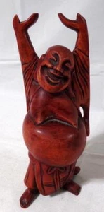 Carved Redwood Laughing Buddha Budha Hoti Carving Sculpture - Picture 1 of 8