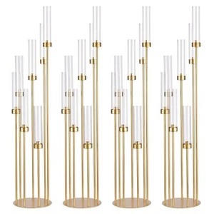 Wocadle 4Sets 7 Arms Floor Candelabra Wedding Centerpieces,Gold 48" Tall Metal - Picture 1 of 6
