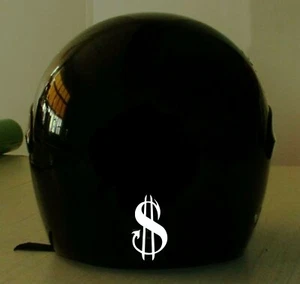 DEVIL DOLLAR SIGN  REFLECTIVE MOTORCYCLE HELMET DECAL.2 FOR 1 PRICE - Picture 1 of 2