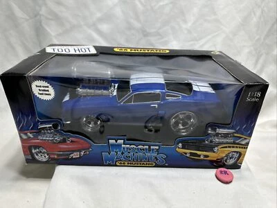 Muscle Machines 1:18 Scale Die Cast Car 2000 - Blue White Stripes '66 Mustang - Image 1 of 4