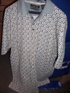 Neu mit Etikett W.r. GASS grau kariert 100 % Baumwolle S/S Strick Poloshirt - GRÖSSE LARGE - Bild 1 von 3