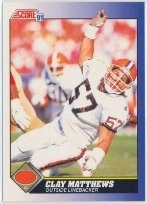 1991 Score Football - Clay Matthews - Cleveland Browns - Base - #19 - Image 1 of 2