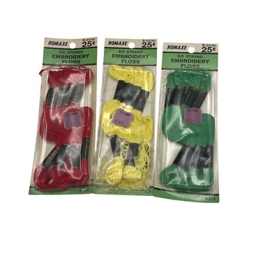 Vintage Embroidery Floss 5 Skeins Red Yellow Green Cotton Thread Craft Keepsake - Image 1 of 4