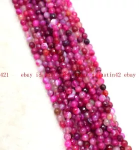 Small 6mm Natural Faceted Pink Striped Agate Round Gemstone Loose Beads 15" AAA - Picture 1 of 4